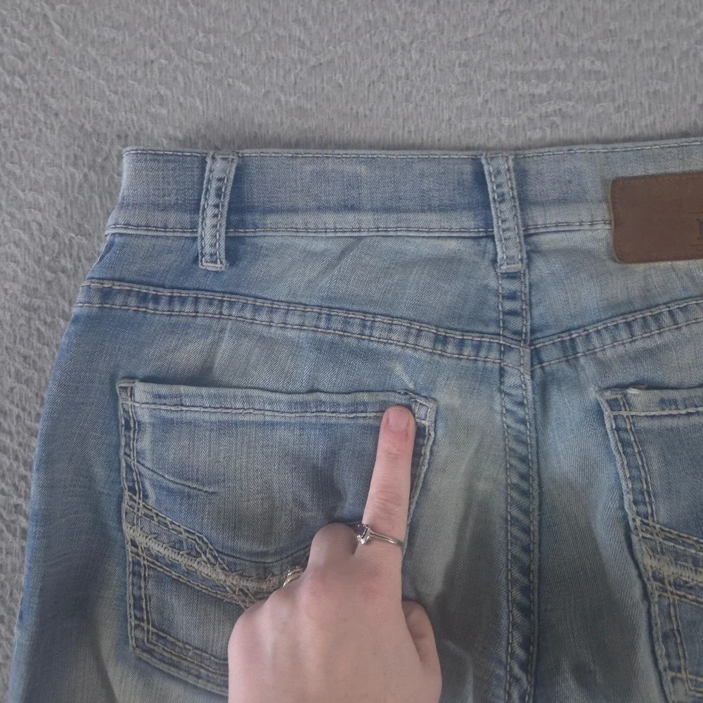 BKE Jeans Men 29x32 Long Blue Aiden‎ Bootleg Stretch Medium Wash Whiskered Denim